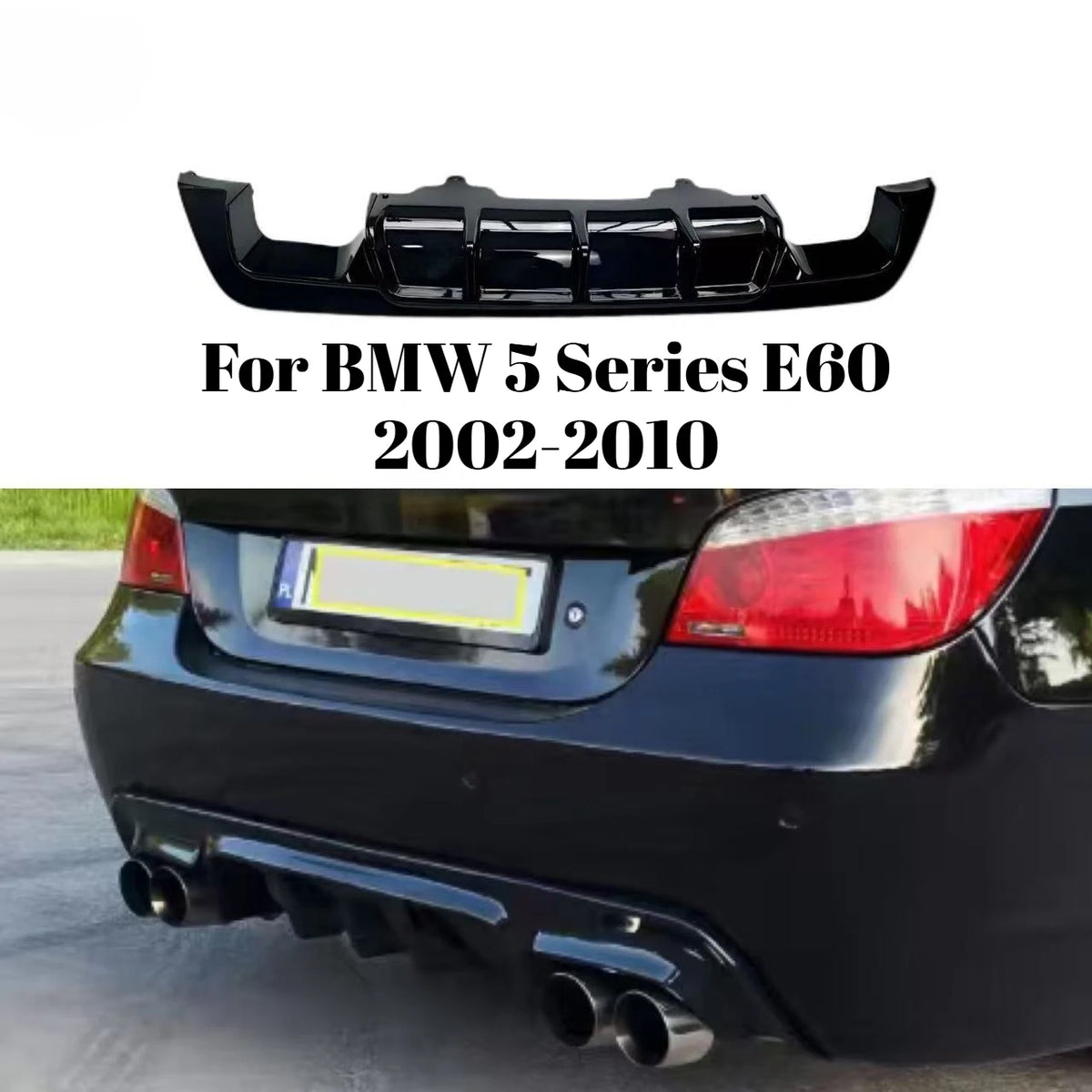 For BMW 5 Series E60 2002-2010 Rear Diffuser Dual Outlet No