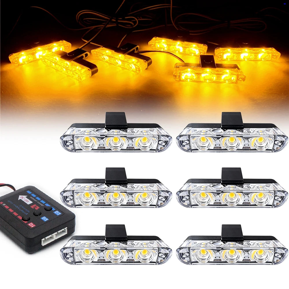 Front Grille Strobe Flash Warning Red Blue Yellow White