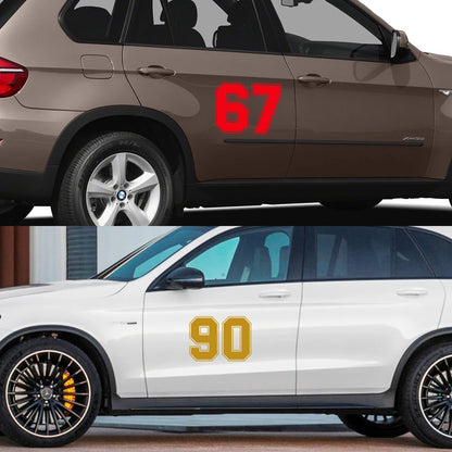 For 0 1 2 3 4 Side Door Custom Number Stickers Tuning Vinyl Film