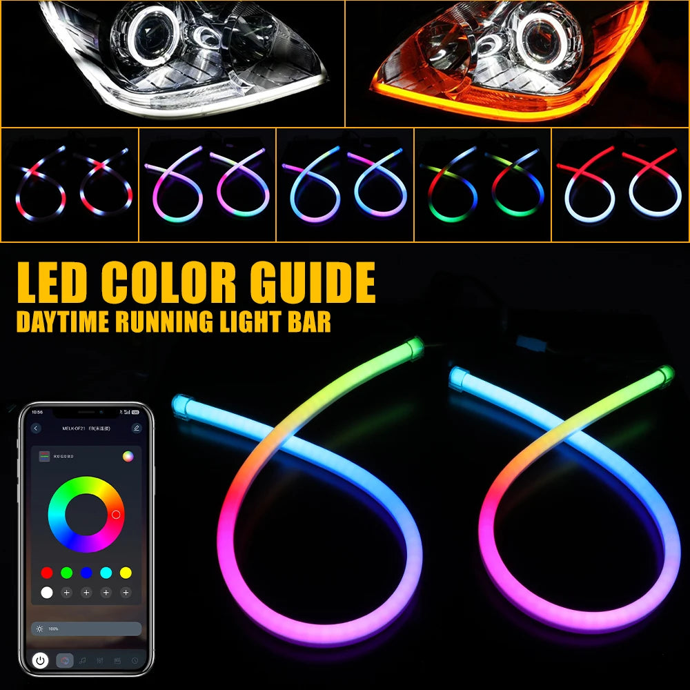 30CM RGB Headlight Strip APP Control Dreamcolor Drl Tube