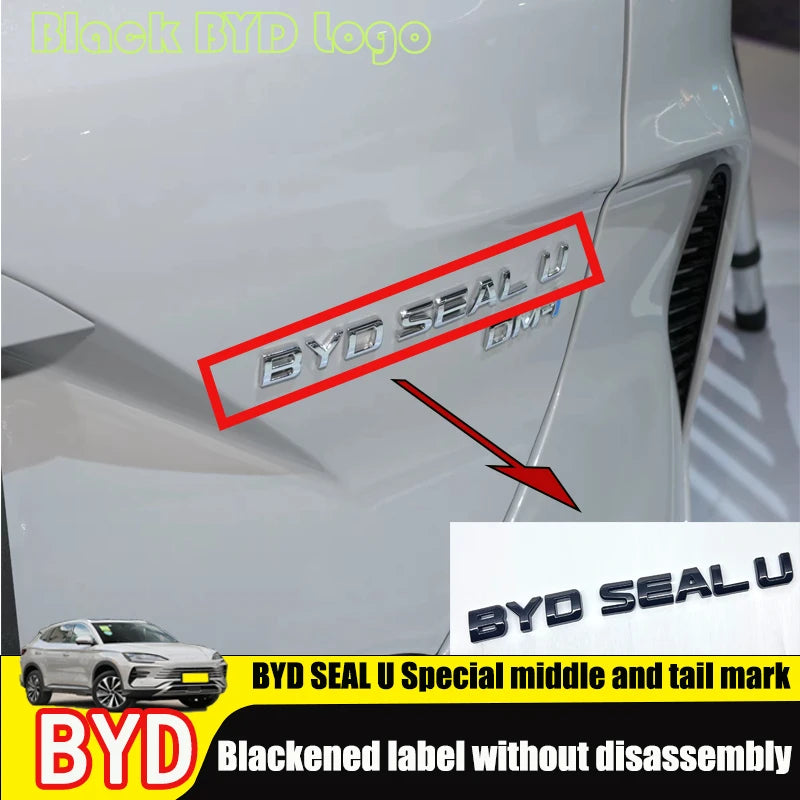 For BYD Seal U Black Front Emblem Rear Badge Black Warrior