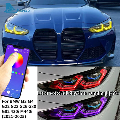 For BMW G80 G82 G22 G23 G26 Laser Headlight Upgrade Kit Left Right RGB DRL APP Control LED Module Direct Fit OEM Style 2