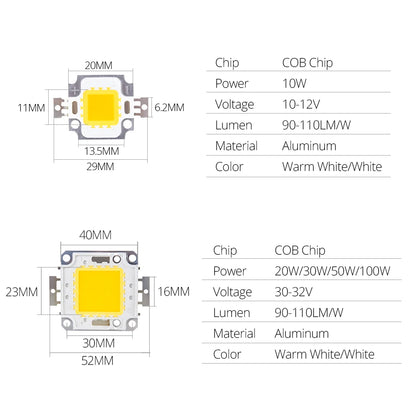 5PCS Lot 10W 20W 30W 50W 100W Cob Chip