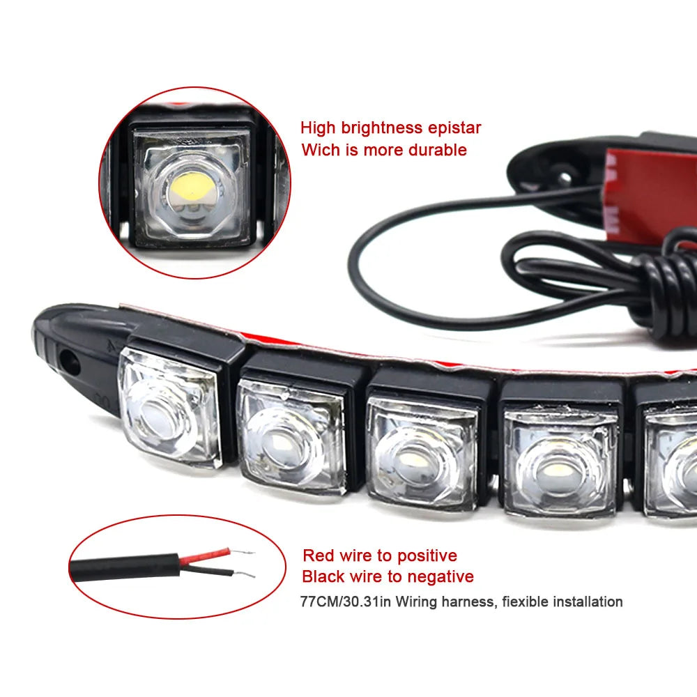 2PCS 12LED Flexible Drl Daytime Running Fog Driving Waterproof