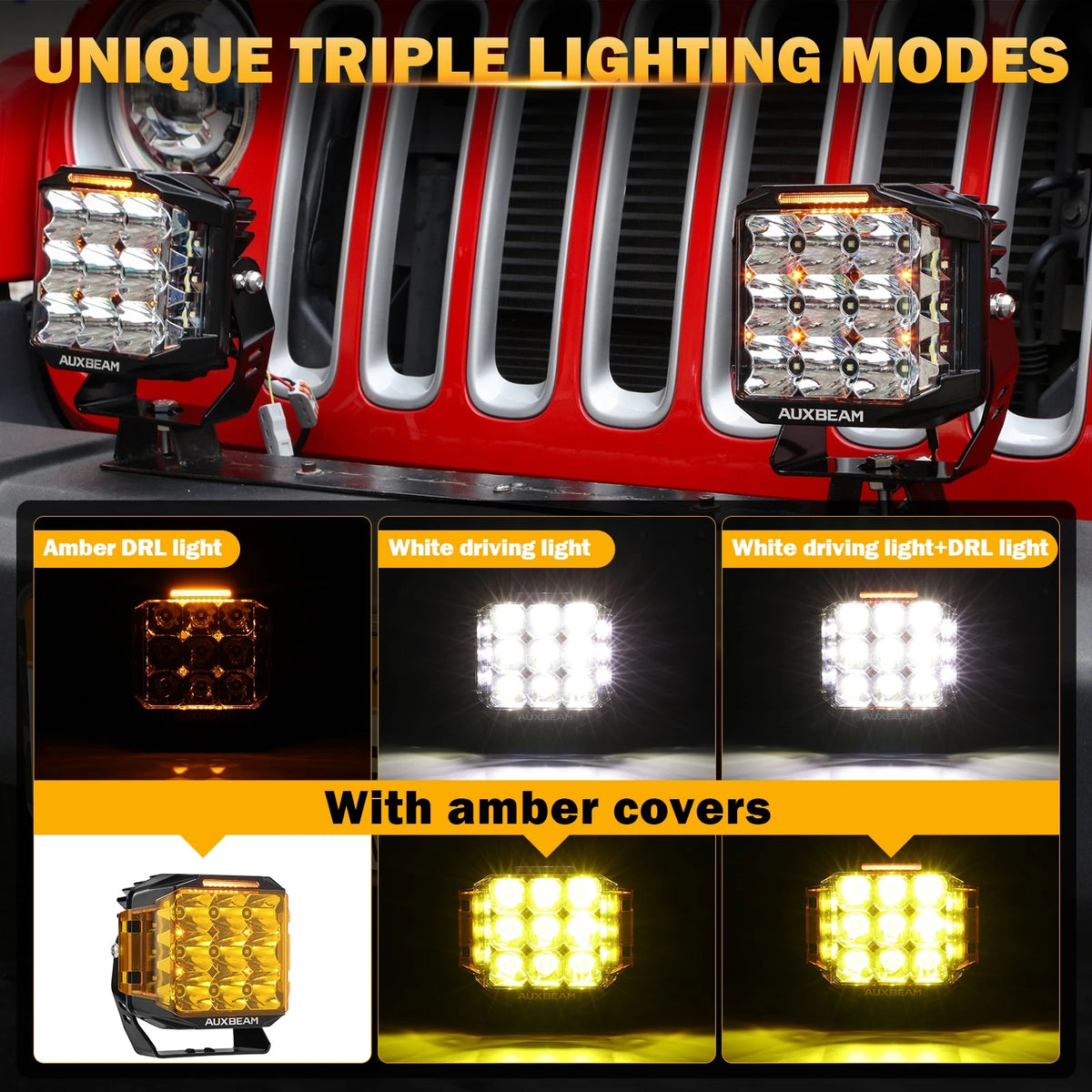 Auxbeam v-max Series Inch Work Driving double-side Shooter Amber
