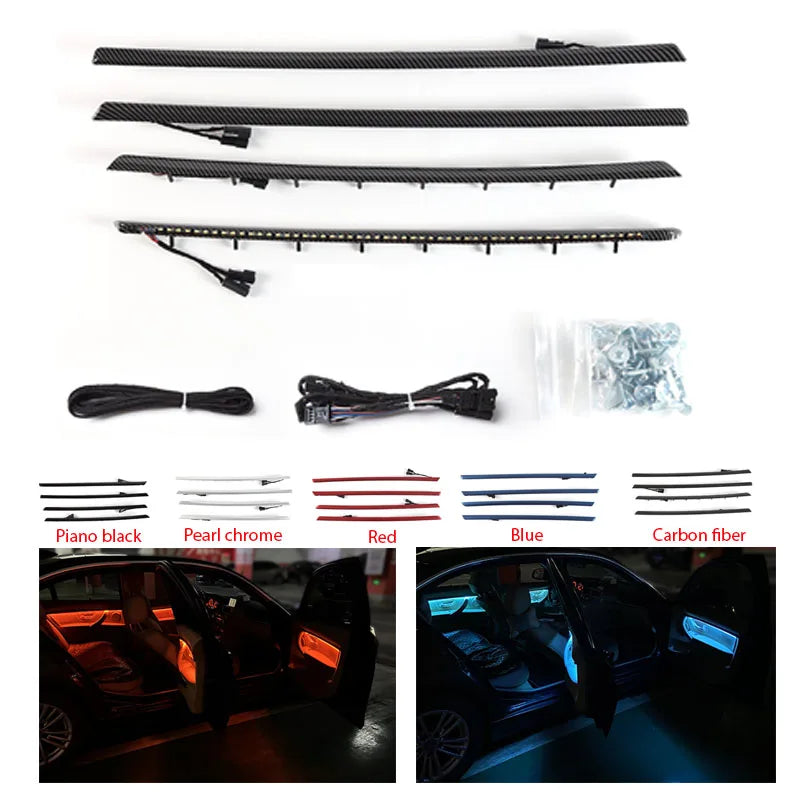 For BMW 3 Series F30 12-18 Four Interior Doors Panel Trims Blue
