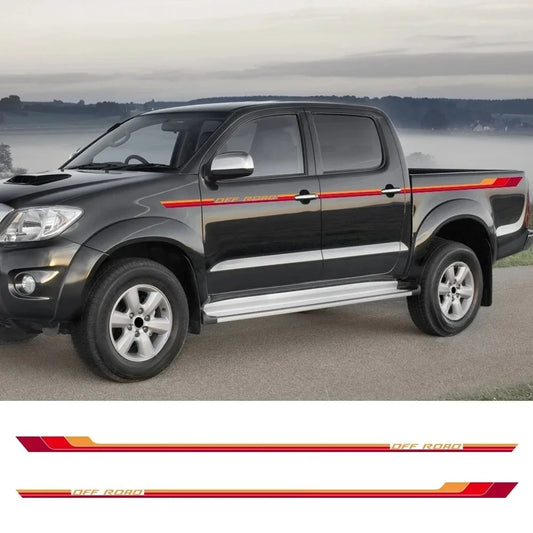 For Toyota Hilux MK8 2PCS Body Side Sticker Racing Stripes Trims