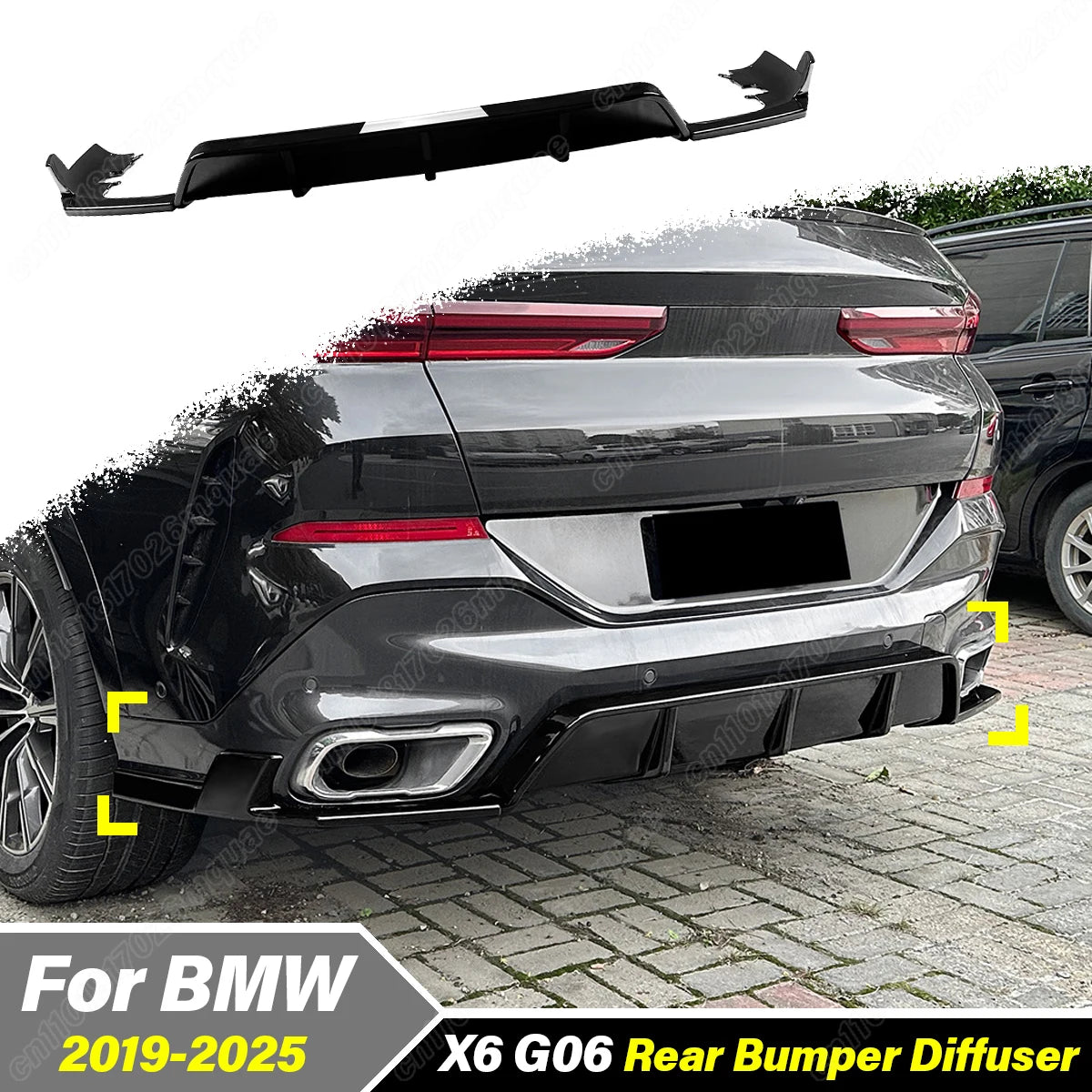 For BMW X6 G06 2019 2020 2021 2022 2023 Rear Bumper Diffuser Lip