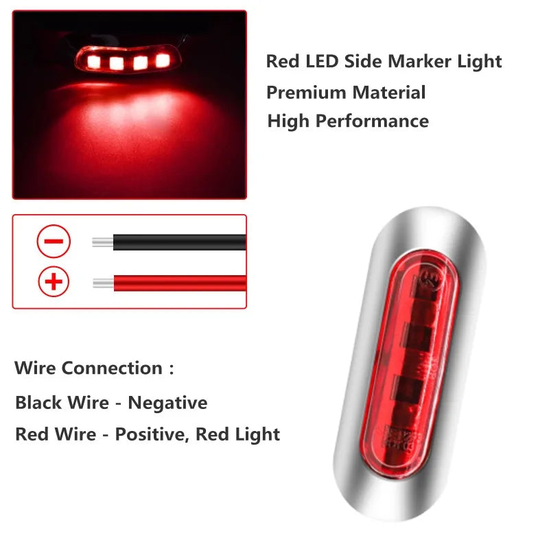 5PCS Truck Trailer 10v-30v Waterproof Signal Indicator Width Smd