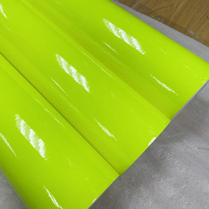 Premium Glossy Fluorescent Yellow Vinyl Sticker Air Bubble Wrap