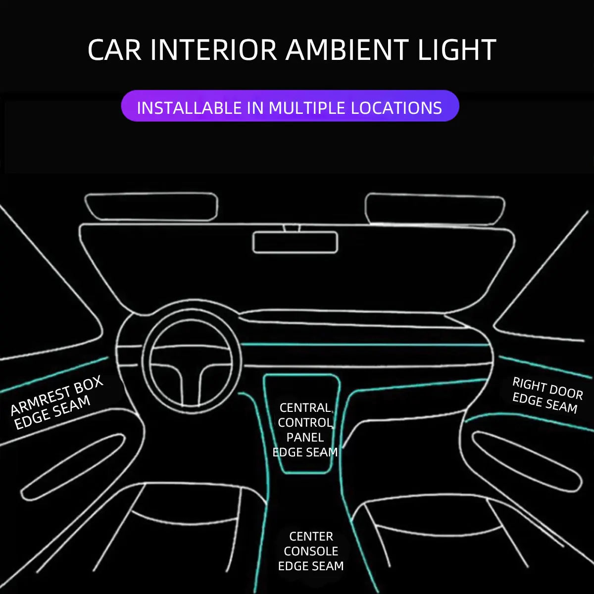 6IN1 Interior fiber-optic Ambient Atmosphere Strip APP Control