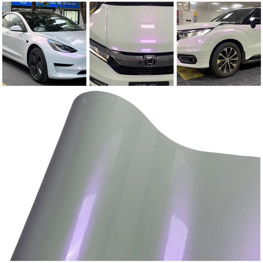 Premium Pearl White Vinyl Wrap Film Air Release Purple