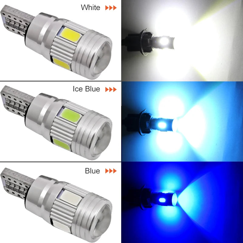 T10 W5W Bulbs Canbus Error 12V 6500K White Wedge