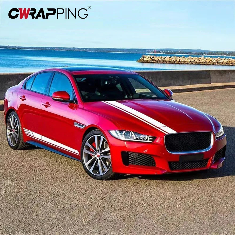 For BMW Mazda 2PCS Stickers Engine Hood Waist Sides Vinyl Wrap