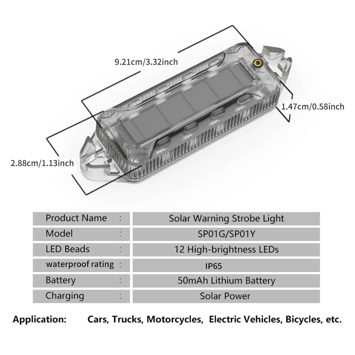 1PC Solar Powered Warning Strobe Safety Flashing Signal Indicator