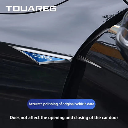 For Volkswagen VW Touareg 3D Alloy 2PCS Knife Emblem Body Side