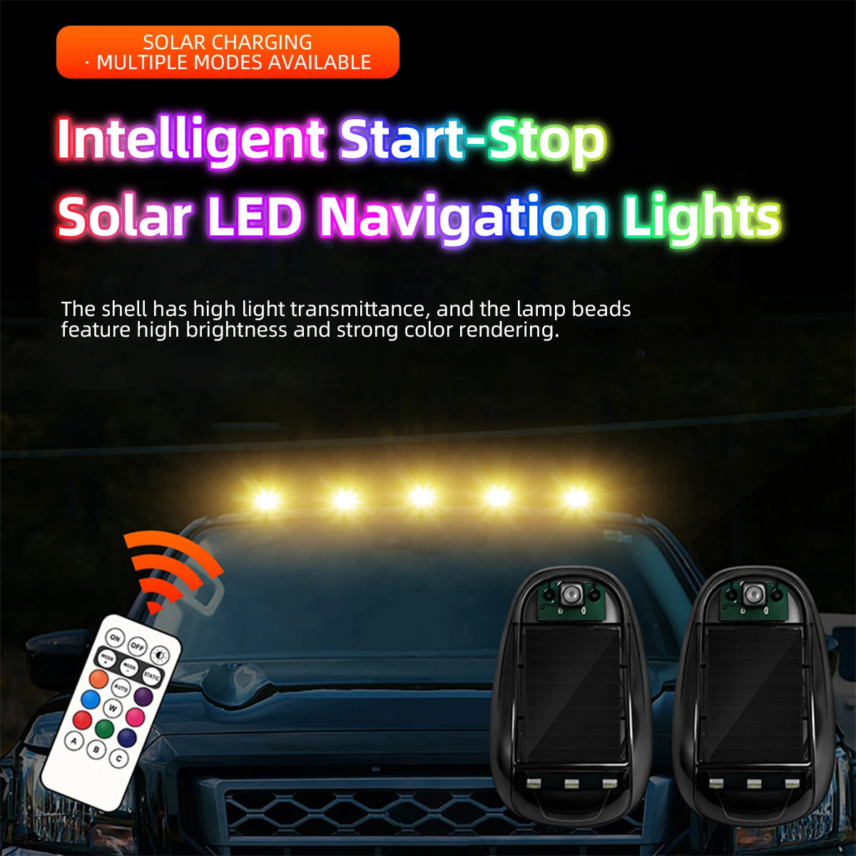 Solar Power Roof Strobe Navigation Remote Control Warning