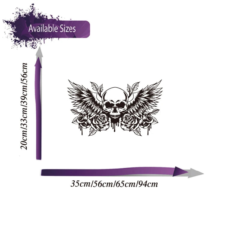 Skull Wings Flower Sticker Decal Roses Hood Body Door