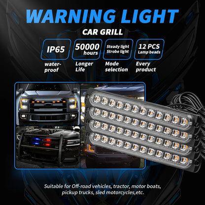 4PCS Strobe Kit In Wireless Control Warning Signal Grille