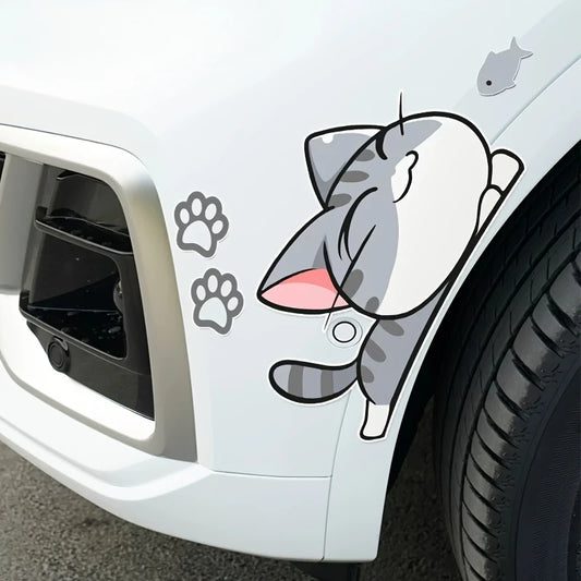 10PCS Cat Fish Stickers Wheel Brow Bumper Sticker Scratches