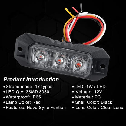 Flashing Strobe Truck MINI Grille Head Emergency Beacon Hazard