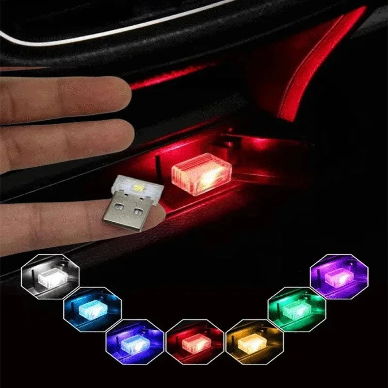 2PCS MINI USB Interior Atmosphere Emergency Lighting Colorful