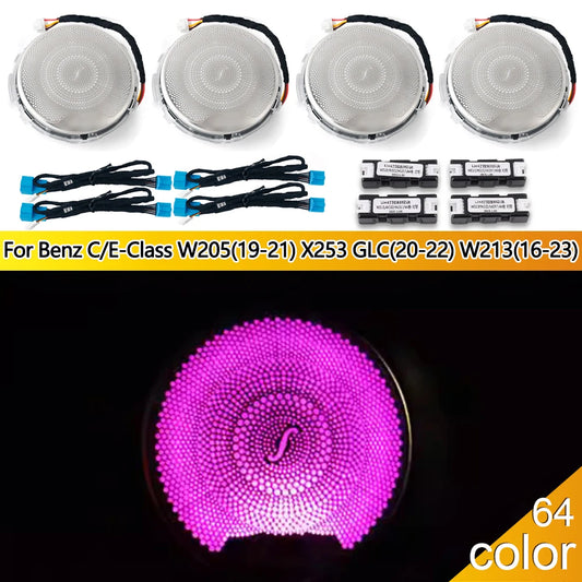 For Mercedes Benz GLC X253 W205 W213 64color Door Audio Cover Speaker Decoration Loudspeaker Ambient Light Interior Retr