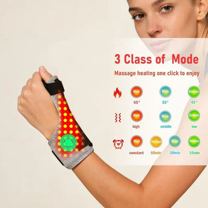 Red Electric Heating Thumb Support Vibrating Massager Relieves