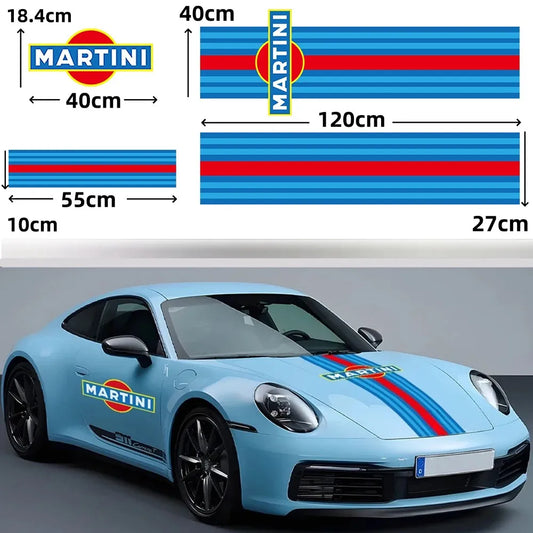 For Martinis Racing Stickers Hood Door Stripe Vinyl Martini