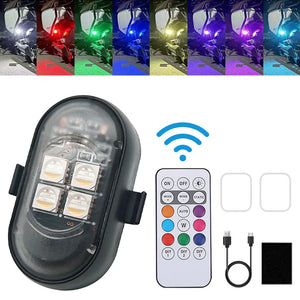 1-10pcs RGB Warning Flash USB Charge Strobe Motorcycle Wireless