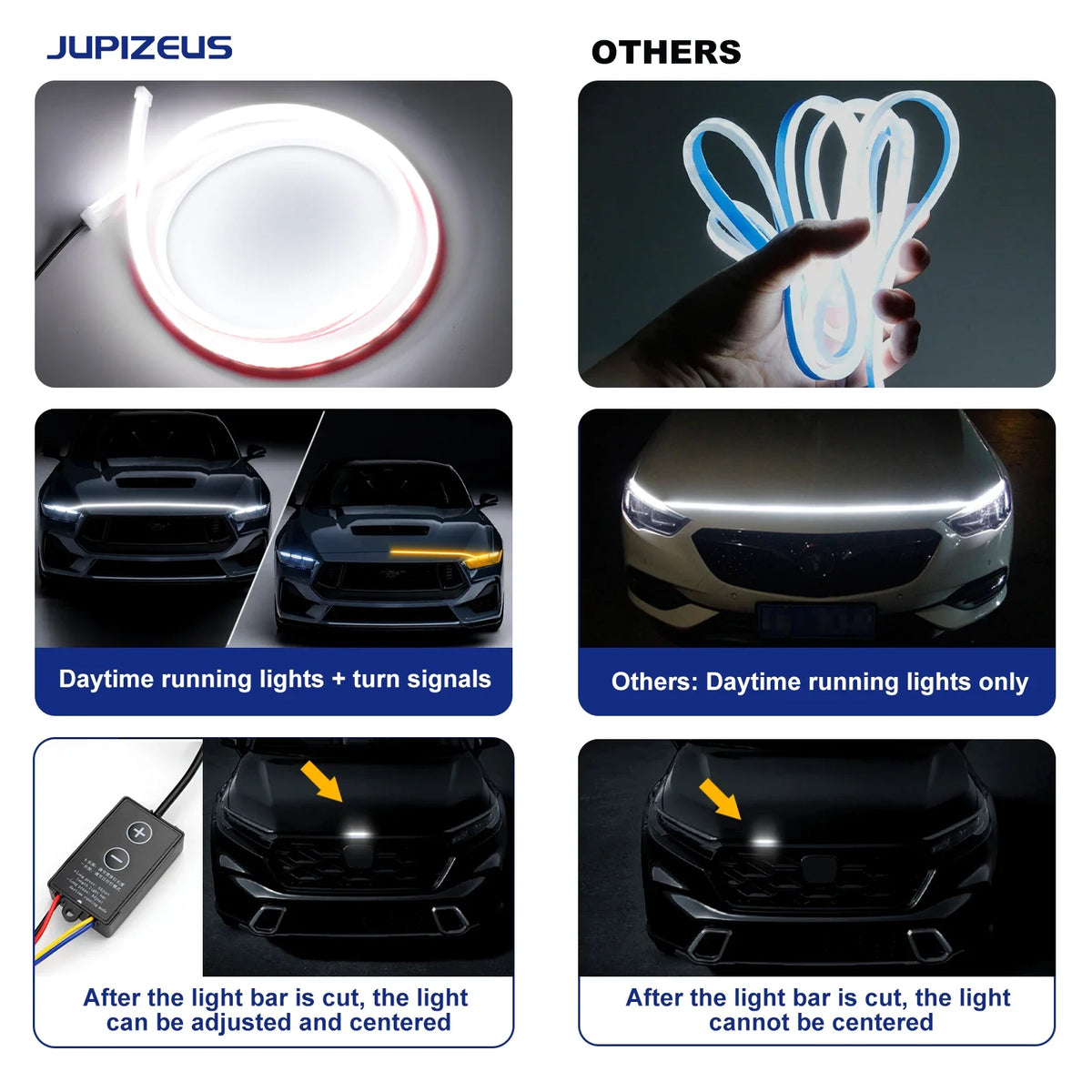 Car Accessories Lights Car Hood Strip Light Control Neon Strip Daytime Running Led Decoration Lamp Auto Headlights Water