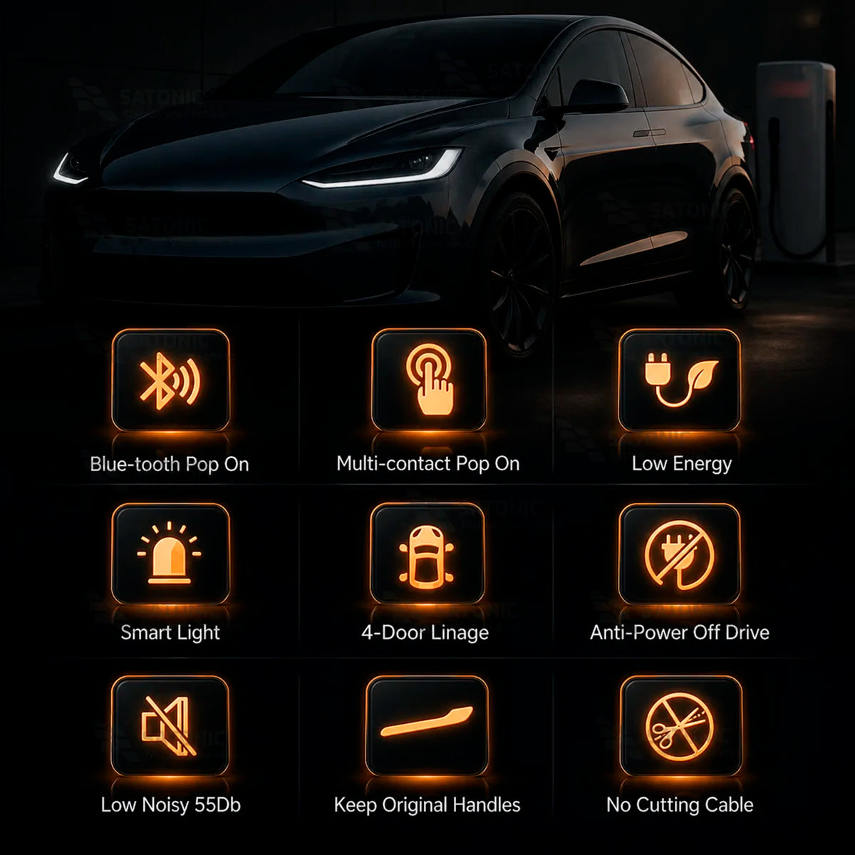 For Tesla Model Y 3 Satonic RGB Presenting Door Handles Model Y