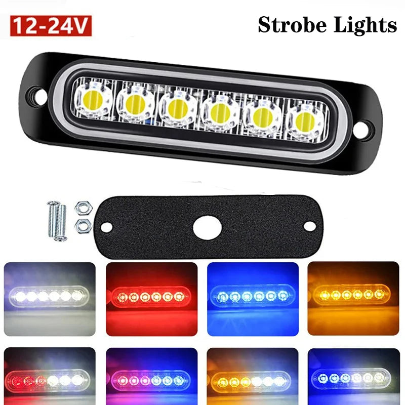1PC 12 24V Strobe Side Marker Warning 6LED Daytime
