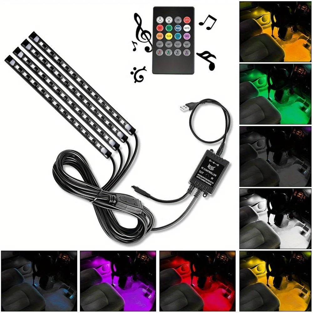 48 Interior Strip Multicolor Under Dash Lighting Kit USB