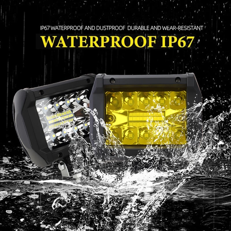 For Offroad Work 60W Fog Spotlights Strip 20LED 6000K Roof Front