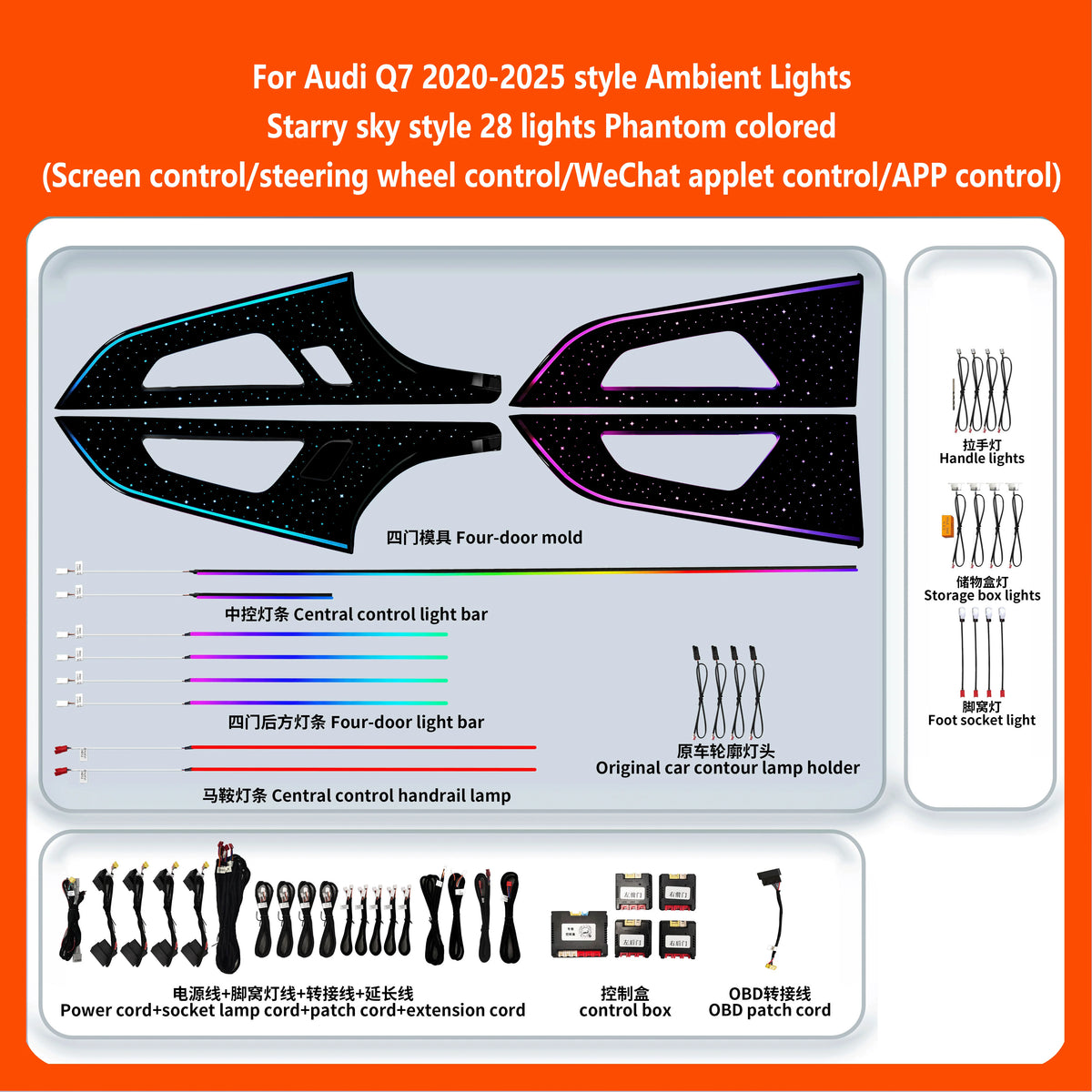 For Audi Q7 2020-2025 Y Dynamic Color Changing Ambient Lighting