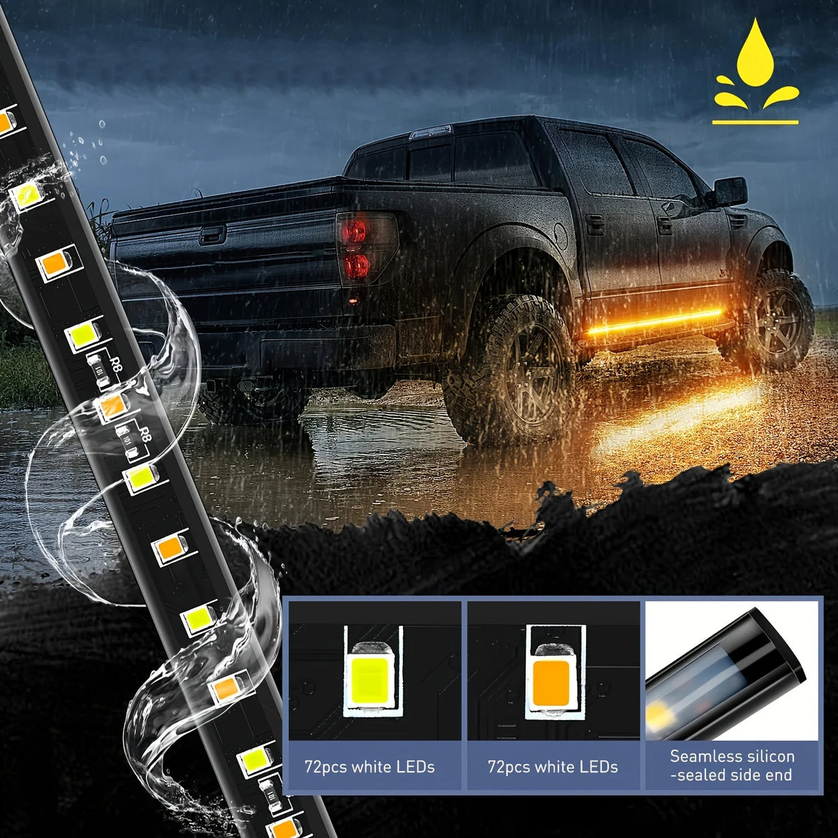 For Pickup 2PCS Truck Running Board Side Marker Welcome Flexible