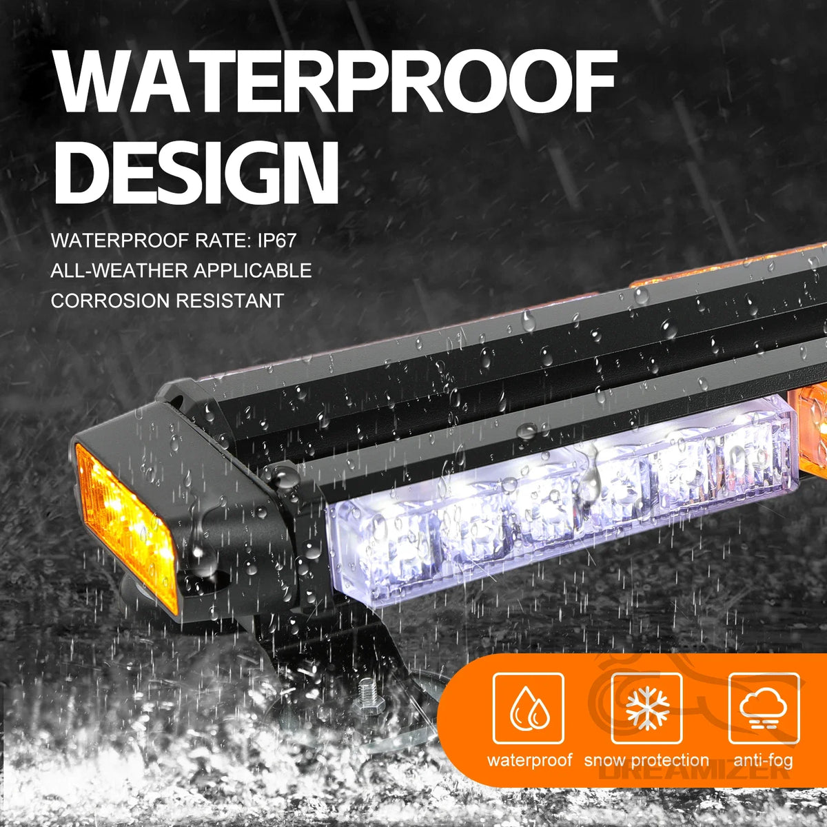 Leds Flashing Strobe Warning Bar Double Side Amber White