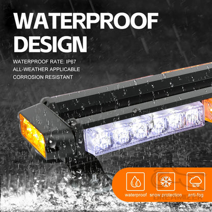 Leds Flashing Strobe Warning Bar Double Side Amber White