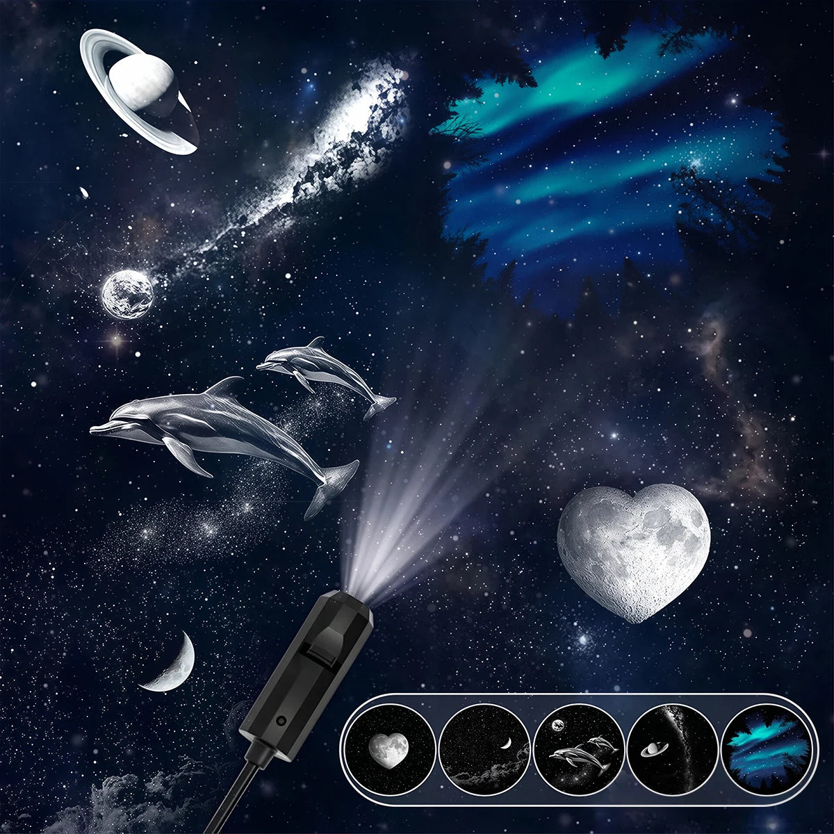 Starry Sky Projector USB Powered Galaxy Night 12 Film