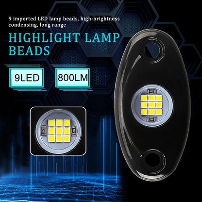 For Offroad 4PCS 9LED Rock Side Kit Atmosphere Truck SUV ATV