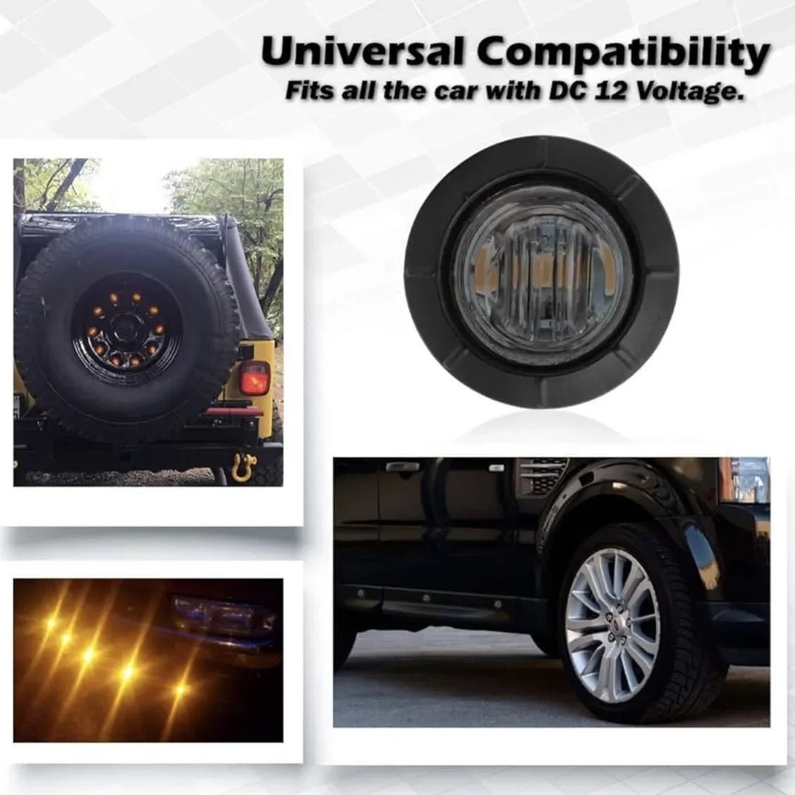 Inch 3LED Blackened Small Round Mount Rear Side Marker