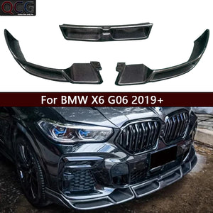 For BMW X6 G06 2019+ Carbon Fiber Front Lip Bumper Diffuser Chin