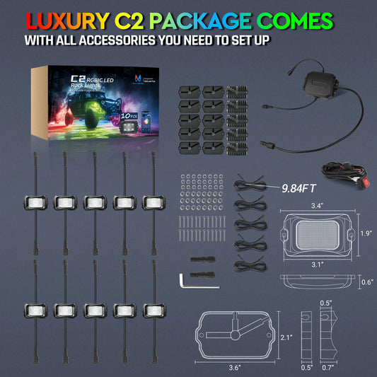 Mictuning C2 Rgbic Rock Kit 10-pod Underglow Lighting APP
