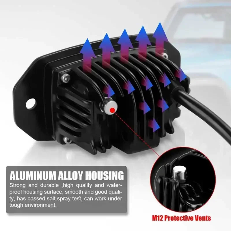 Red Inch Flush Mount Pod Off Road Driving Work