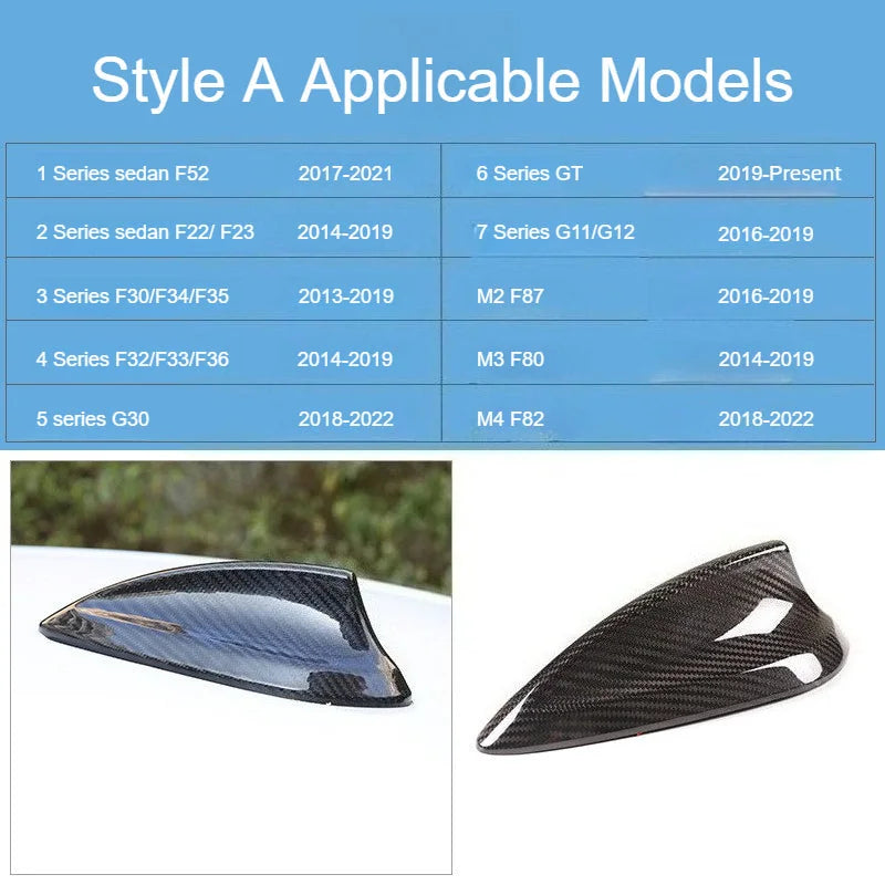 AutoGlim Premium 3D Dry Carbon Fiber Shark Fin Antenna Cover for BMW - color options