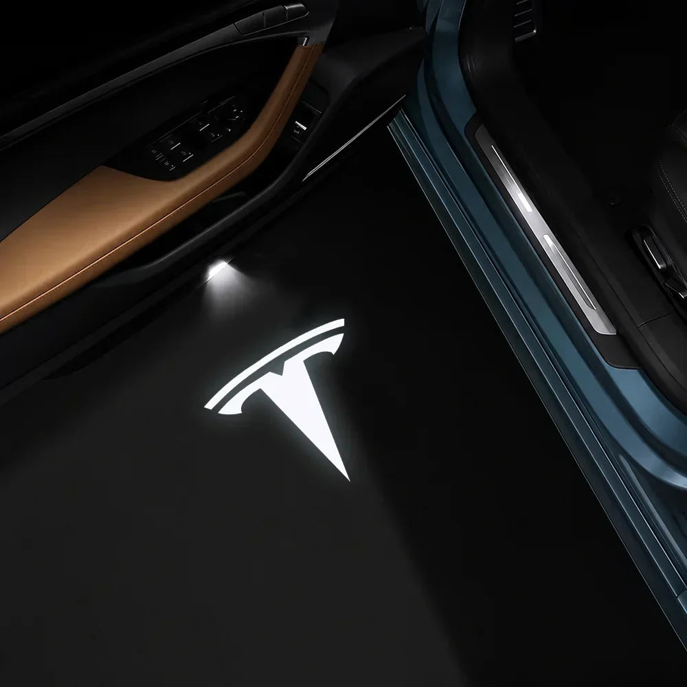 AutoGlim Tesla Compatible Car Door Puddle Lights - angle view